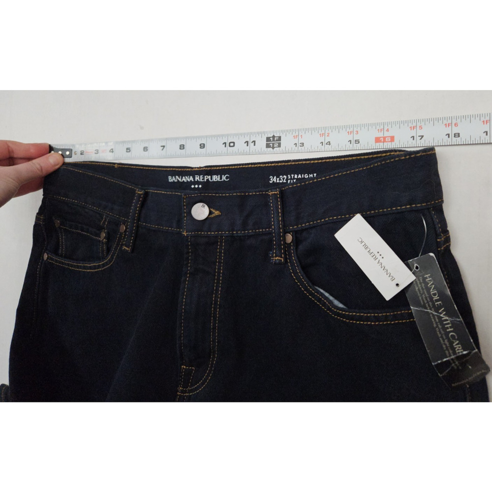 Banana Republic Heritage Jeans Men's 34x32 Straight Leg Dark Wash Denim NEW - Picture 3 of 12
